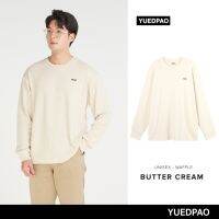 Yuedpao รับประกันไม่ย้วย 2 ปี  เสื้อยืดเปล่า เสื้อยืดสีพื้น เสื้อSWEATER รุ่น Waffle LongSleeve สี Butter Cream