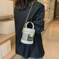 【YF】 Women Transparent Handbag Bucket Messenger Bags Chain Female Tote Clutch