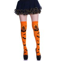 、’】【=  Child Women Girls Halloween Costumes Cosplay Accessories Stockings Socks Black White Stripe Clown Nun Bat Print Umorden