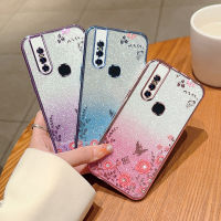 เคส V15แฟชั่นสำหรับ Vivo เคสคู่เคสซิลิโคนกันกระแทกนิ่มลายดอกไม้ไรน์สโตนแวววาวดีไซน์รูปดอกไม้แฟชั่นสาวสวยพร้อมเคสคู่ป้องกัน