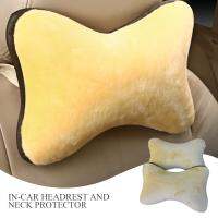 2 Pcs Car Neck Pillows Artificial Plush Single Headrest Car Pillow For Head Keep Warm Fit For Most Cars Filled Fiber Universal Seat Cushions