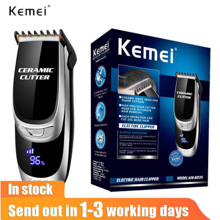 KEMEI KM6035 Cordless Electric Beard Trimmer Ceramic Hair Clipper Adjustable Speed Rechargeable