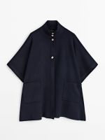 ☊Massimo Dutti อารมณ์ของเสื้อผ้าผู้หญิงในฤดูใบไม้ร่วง2023มีกระดุมสีทองขี้เกียจหวานขนาดเล็กใหม่เสื้อแจ็คเก็ตคาร์ดิแกนผ้าคลุมไหล่ผ้าถักแขนสั้น