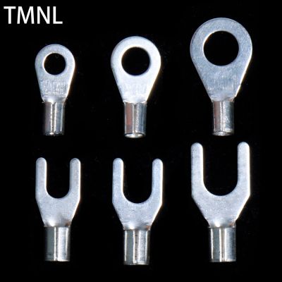 100pcs Connector Cold Pressed Crimp Copper Nose Wiring Set UT OT Wire Cable Press Insulated Ring Fork U-Type Terminal Assortment Electrical Connectors