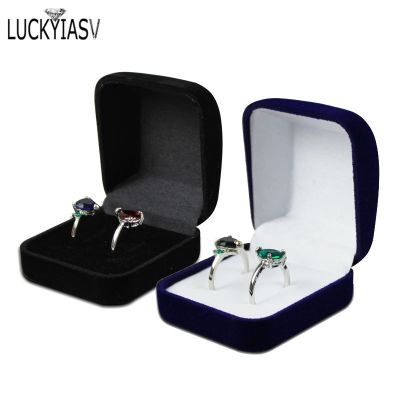 ☸☎✴ Velvet Trinket Box Ring Box Jewelry Organizer Double Rings BoxJewelry Box Wedding Gift Box Joyeros Organizador De Joyas