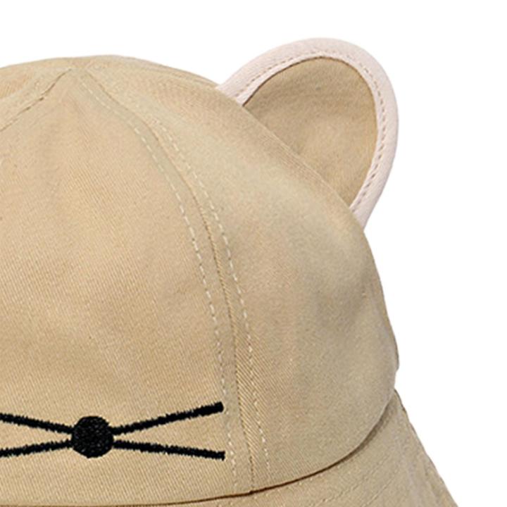 yotjar-หมวกกันแดดพับได้แบบพกพาน้ำหนักเบาหูแมวแฟชั่นผู้หญิง-topi-bucket