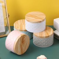 HOT SALE Round Empty Iron Box With Wood Grain Lid Candy Storage Box Diy Candle Making Jar Storage Boxes