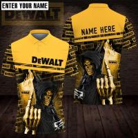 (ALL IN STOCK XZX)   Personalized Custom Name DEWALT Skull AOP Premium Polo Shirt Size XS/6XL 02  (Free customized name logo for private chat, styles can be changed with zippers or buttons)