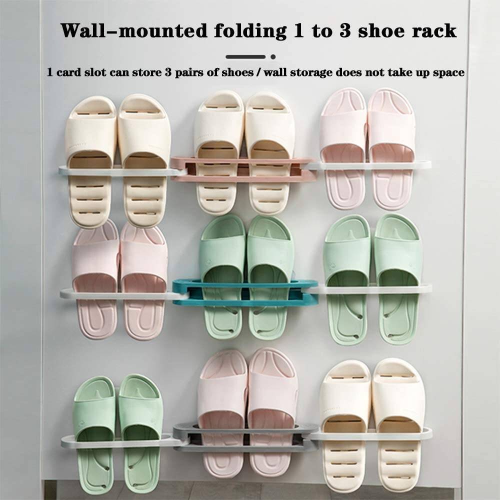 Bathroom Slipper Rack Wall Mounted Shoe Organizer Folding Slipper Rack 