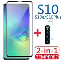 2in1 S10plus ปกป้องหน้าจอสำหรับกระจกเทมเปอร์ Samsung Galaxy S10e S 10 E Plus 10S 10e 10Plus พร้อมฟิล์มป้องกันเลนส์กล้องถ่ายรูป