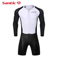 Santic Triathlon Long Sleeve Cycling Jersey Bib Shorts Sets For Men Pro Racing 2D Padded Bike Bicycle Skinsuit M0C03016