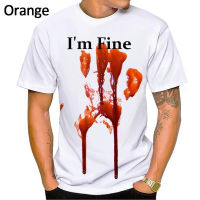 2023 Funny Halloween Im Fine Blooded 3D Printed T-shirt Summer Fashion Men Unisex Casual Cool Hip Hop Gothic Horror Bloody Short Sleeve S-5XL