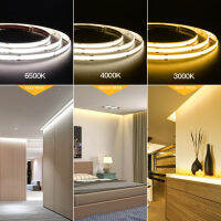 5m COB LED Strip Light 8mm High Density CRI RA90 Flexible Linear LED Tape Lights 12V 24V 480LEDm Warm Cool White Dimmable 4000K