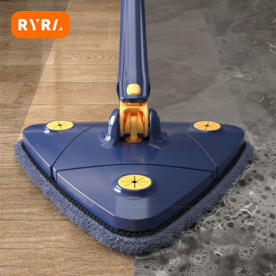 RYRA escopic Triangle Mop ไมโครไฟเบอร์ปรับทำความสะอาดในครัวเรือน Mop กระเบื้องผนังชั้นแก้ว Reusable Spin Mop เครื่องมือทำความสะอาด