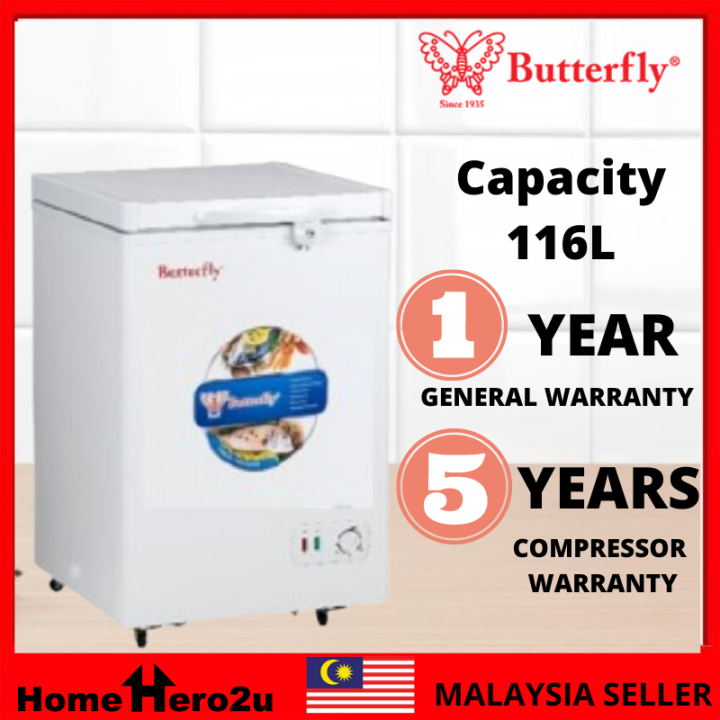 Butterfly Chest Freezer BCFWG16 (116L) Peti Ais Beku Homehero2u Lazada