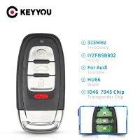 คีย์อัจฉริยะ KEYYOU สำหรับกุญแจรถยนต์รีโมท Audi Keyless 4ปุ่ม315Mhz IYZFBSB802สำหรับ Audi A4 S4 S5 Q5 2008 2009 2010 2011 2012