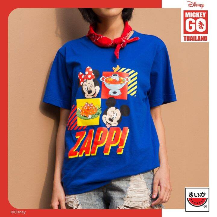 เสื้อแตงโม-suika-mickey-go-thailand-เสื้อยืดคอกลม-พิมพ์ลาย-mickey-and-minnie-zaap-mk-o-006-s-5xl