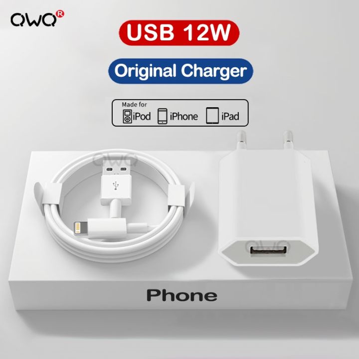 ♢◅ For Apple Original 12W USB Charger For iPhone 11 12 Pro Max XS Max XR 7  6 6S 8 Plus iPad Lightning Cable Fast Charging Adapter 