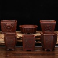 Purple Sand Orchid Flowerpot Chinese Boutique Archaize Simple Quadripartite Tabletop Green Plant Succulent Bonsai Pots De Fleurs