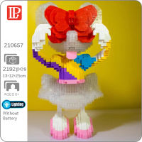 LP 210657 Animal World Blindfold Mouse Girl Bow Doll LED Light Mini Diamond Blocks Bricks Building Toy For Children No
