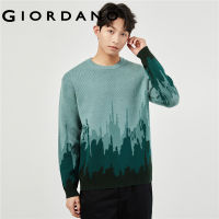 GIORDANO Men Sweaters Stylish Gradient Jacquard 12-Stitch Warm Sweaters Crewneck Fashion Casual Pullover Sweaters 18053610