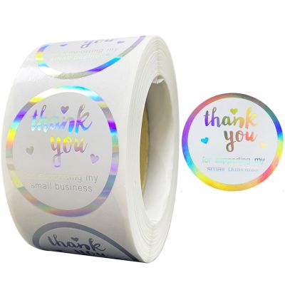 100-500pcs Rainbow Laser Thank You Stickers Small Business Stickers Adhesive Labels for Business Boutiques Wrapping Supplies Stickers Labels