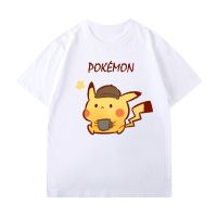 พิมพ์ลาย Pokemon รุ่นน่ารัก Pikachu และอื่นๆ ใส่ได้ทั้งชายและหญิง เสื้อยืดคอตตอนแขนสั้น เสื้อยืด