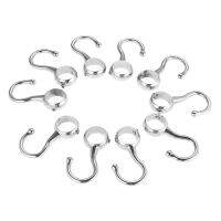 10pcs J Typed Hooks Tube Rod Hooks Bathroom Wardrobe Hanger Bathroom Clothes Coat Hanging Hook