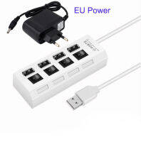 Twobro Usb Hub 2.0พอร์ต4/7แบบพกพาพร้อม Usb ปลั๊กไฟ Eu สายฮับตัวแยก2.0อะแดปเตอร์สำหรับ Macbook พีซี