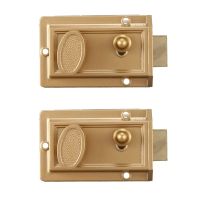 ❆♈ A50I 2X Zinc Cylinder Deadbolt Latch Lock For Night Gate Door EntranceGold Finish