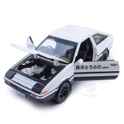 1/32 AE86 Car Models Initial D Corolla Black-white AE86 Alloy Japan Car Model Trueno Metal Diecast Pull Back Supercar For Boys Die-Cast Vehicles