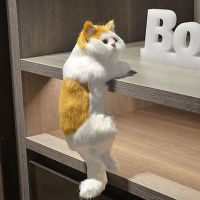 Cute Realistic Furry Hanging Cat Simulation Plush Cat Doll Animal Figurines Home Decoration Kitten Model Soft Toy Child Gifts