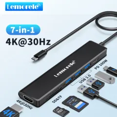 Lemorele USB C Docking Station 7 in 1 USB C Dual Display Aluminum