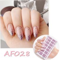 【CW】 14tips/sheet Cover Stickers Strips Plain Decorations Designs Glitter Manicure Tips