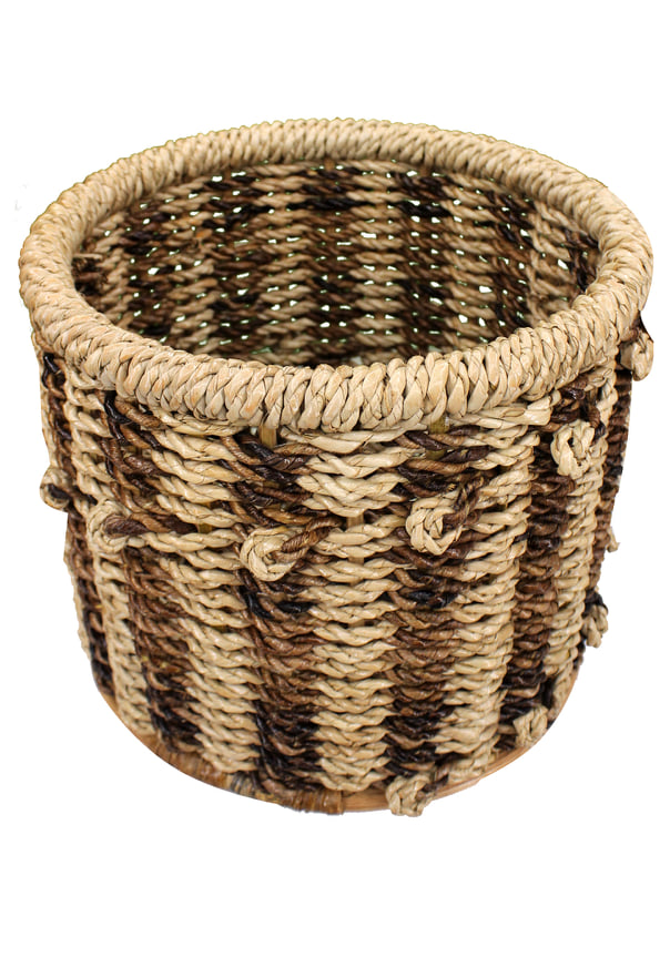 12-BASKETS FOOD BASKET 8" RATTAN ROUND PLASTIC CODED FOR DURABILITY 