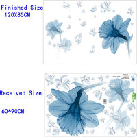 180*110cm Large 3D Nordic Art Blue Flowers Living Room Decoration Vinyl Wall Stickers DIY Modern Bedroom Home Decor Wall Posters