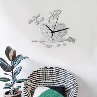 3D DIY Acrylic Wall Clock Modern for Kitchen Home Decor Coffee Time Clock Cup Shape Wall Sticker