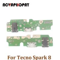 Novaphopat สำหรับ Tecno Spark 8แท่นชาร์จยูเอสบีแจ็คหูฟังช่องเสียบปลั๊กแจ็คเสียงไมค์ไมโครโฟนบอร์ดชาร์จสายเคเบิลงอได้