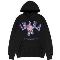 {Echoes Department Store}Inaka Power Hoodie ตลกสีม่วงบาสเกตบอลหมีรูปแบบการพิมพ์ Hoodies ผู้ชายผู้หญิงแฟชั่นหลวมเสื้อกันหนาว Hip Hop Hipster เสื้อผ้า