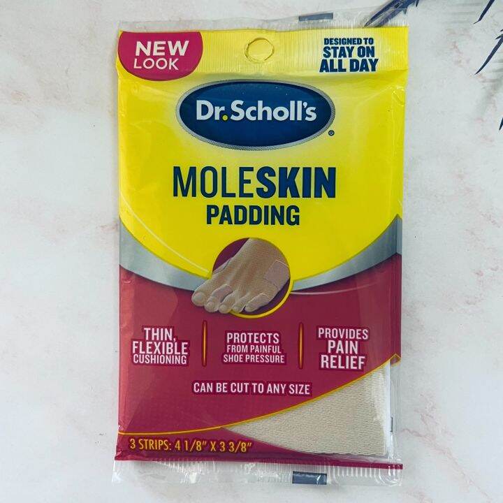 พลาสเตอร์ปิดแผล แผ่นปิดแผล Moleskin Padding 3 Strips [Dr. Scholl's