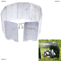 sksbvx 9แผ่นเตาพับกระจกหน้ารถตั้งแคมป์กลางแจ้งทำอาหารเตาแก๊ส WIND SHIELD