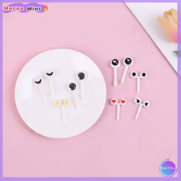 10Pcs Lot Mini Food Fruit Cute Eyes Forks Baby Kid Lunch Box