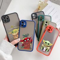 Star Wars Baby Yoda Caricature Matte Phone Case For iPhone 11 12 13 14 Pro Max XR X 8 7 Plus Pro XS Mini Skin Feeling Cases Capa  Screen Protectors