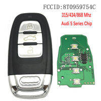 กุญแจรีโมทรถยนต์สำหรับ Audi Q5 315433868MHz Audi 5 Series Chip 8T0959754C Auto Smart Control blan Key พร้อม uncut Blade