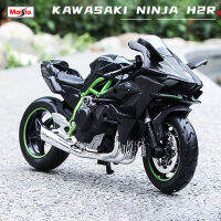 มอเตอร์รุ่น Die-Cast ยานพาหนะ 1:181:12 KAWASAKI NINJA H2R รถจักรยานยนต์สีดำโลหะผสมแข่งรถคอลเลกชันดัดแปลงโลหะของเล่น826