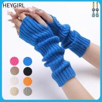 HEYGIRL ไม่มีนิ้ว ถุงมือข้อมือยาว ที่อุ่นแขน สีขาวสีดำ ถุงมือป้องกันข้อศอก ฮาราจูกุ กอธ ถุงมืออะนิเมะ เด็กหญิงเด็กชาย