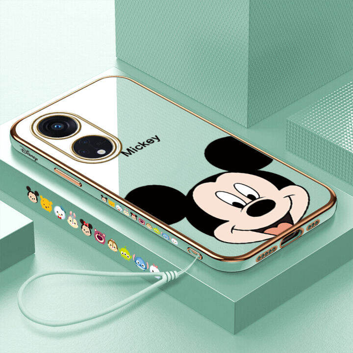 เคสโทรศัพท์มือถือสำหรับ-oppo-reno7-z-7z-5g-reno8-t-8-t-5g-พร้อมสายคล้อง-การ์ตูนเคสชุบมิกกี้ฝาหลังแบบนิ่ม