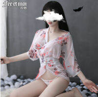 Feimu sexy underwear new kimono sexy printed chiffon adult Nightgown open front temptation bathrobe f7055 8NR3