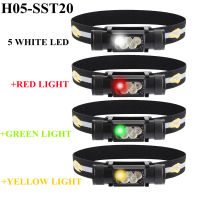 Sofirn H05B SST20 USB ไฟหน้าแบบชาร์จไฟได้สีแดงสีเขียวสีเหลือง LED 18650หัว Capming ไฟฉาย Type-C แบบชาร์จไฟได้สูง5beads-LED ไฟหน้า6500K-7500K/2360lm