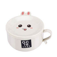 Cute Cartoon rabbit Stainless Steel Double-layer Ramen Noodles Bowl Anti-scalding Instant Noodle with Lid kitchen Accessories